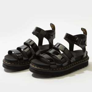 DR. MARTENS Blaire Patent Womens Platform Sandal, Black, Size 10